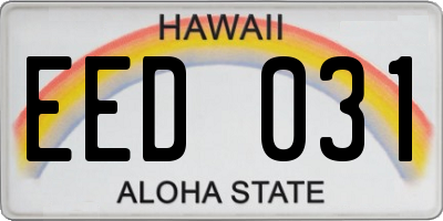 HI license plate EED031