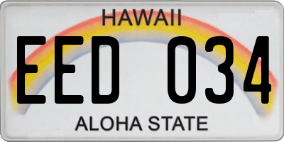 HI license plate EED034