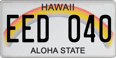 HI license plate EED040