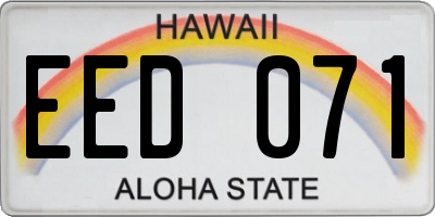 HI license plate EED071