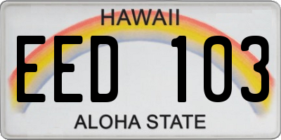 HI license plate EED103