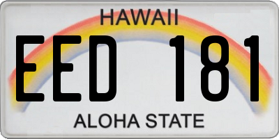 HI license plate EED181