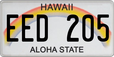 HI license plate EED205