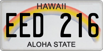 HI license plate EED216