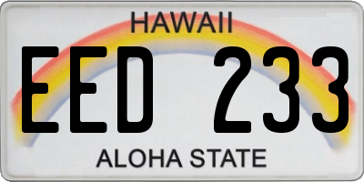 HI license plate EED233