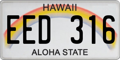 HI license plate EED316