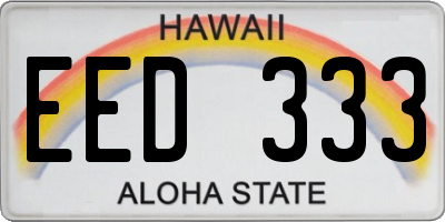HI license plate EED333