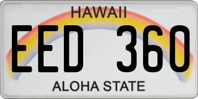 HI license plate EED360