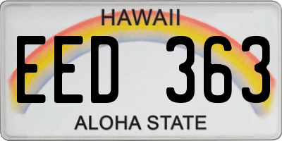 HI license plate EED363