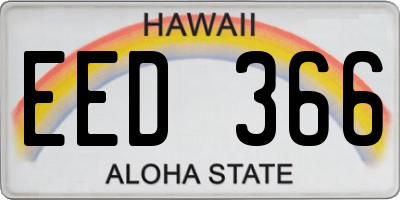 HI license plate EED366