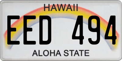 HI license plate EED494