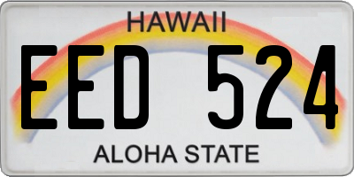 HI license plate EED524
