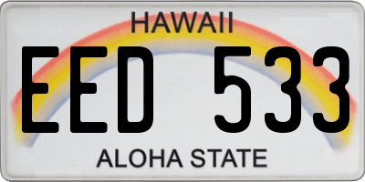 HI license plate EED533