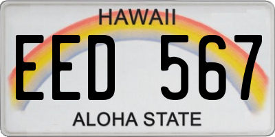 HI license plate EED567