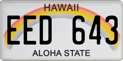 HI license plate EED643