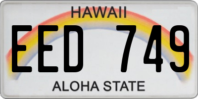 HI license plate EED749