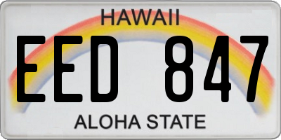 HI license plate EED847