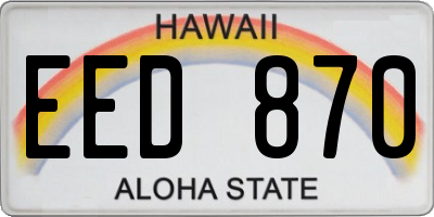 HI license plate EED870