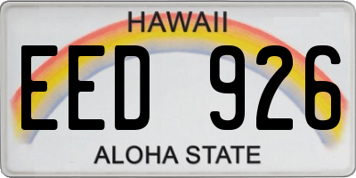 HI license plate EED926