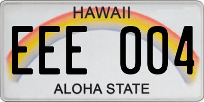 HI license plate EEE004