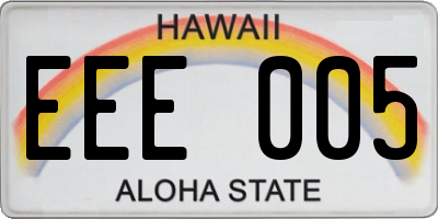 HI license plate EEE005