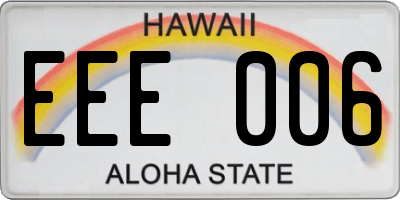 HI license plate EEE006