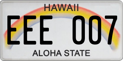 HI license plate EEE007