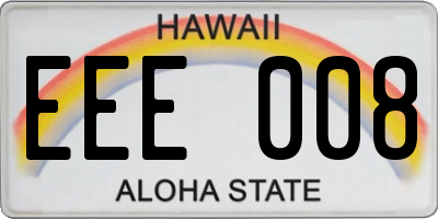 HI license plate EEE008