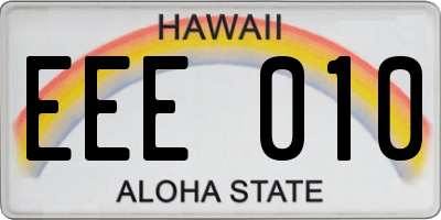 HI license plate EEE010