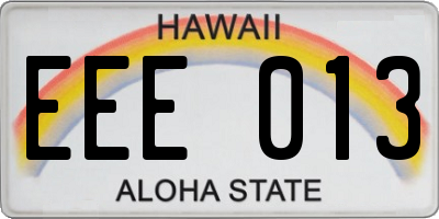 HI license plate EEE013