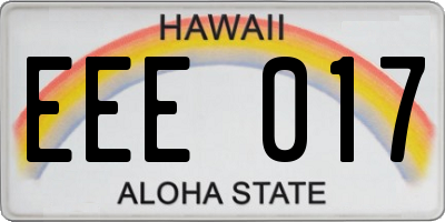 HI license plate EEE017