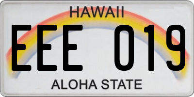 HI license plate EEE019