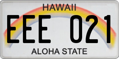 HI license plate EEE021