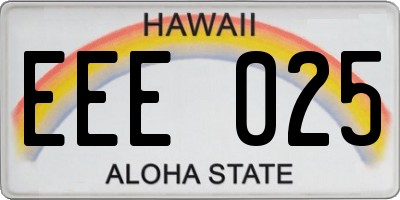 HI license plate EEE025