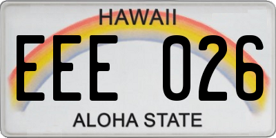 HI license plate EEE026