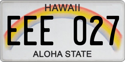 HI license plate EEE027