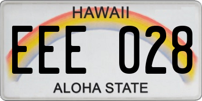 HI license plate EEE028