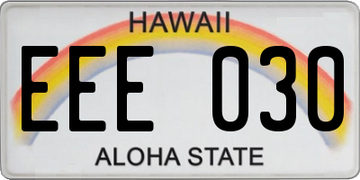 HI license plate EEE030