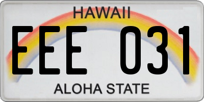 HI license plate EEE031