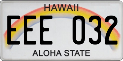HI license plate EEE032