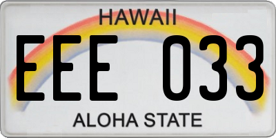 HI license plate EEE033
