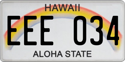HI license plate EEE034