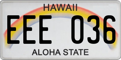 HI license plate EEE036