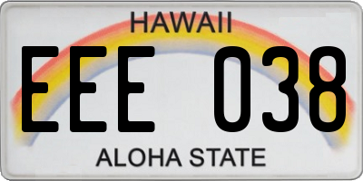 HI license plate EEE038