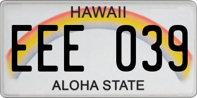 HI license plate EEE039