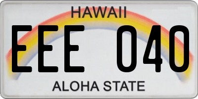 HI license plate EEE040