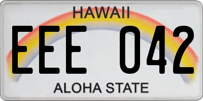 HI license plate EEE042