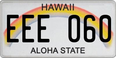 HI license plate EEE060