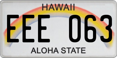 HI license plate EEE063