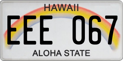HI license plate EEE067